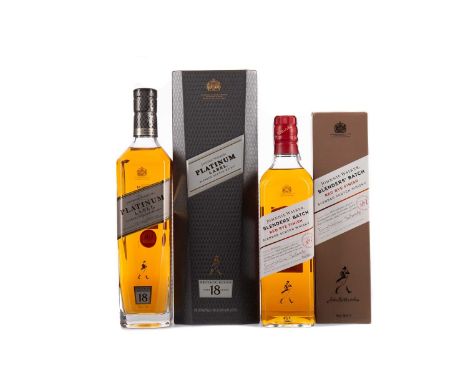 JOHNNIE WALKER PLATINUM AGED 18 YEARSBlended Scotch Whisky700ml, 40% volume, in box.JOHNNIE WALKER BLENDERS' BATCH RED RYE FI