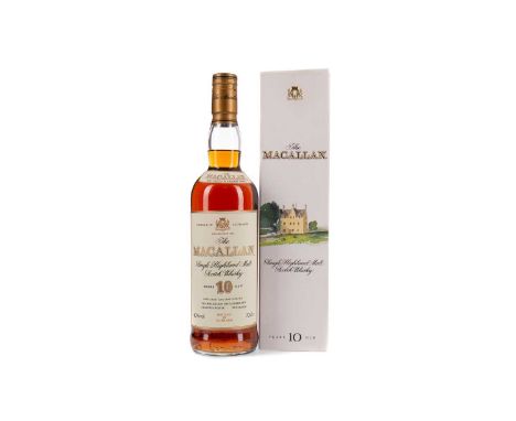 MACALLAN 10 YEARS OLDSingle Malt Scotch WhiskyMatured in sherry wood. 70cl, 40% volume, in carton.