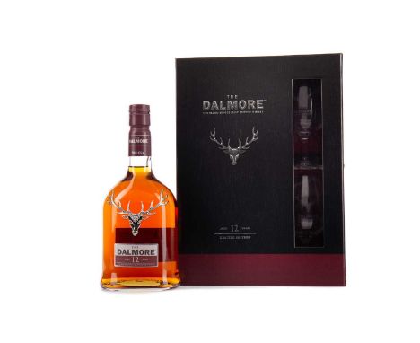 DALMORE AGED 12 YEARS GLASS PACKSingle Malt Scotch Whisky70cl, 40% volume, in box with two stemmed nosing glasses.