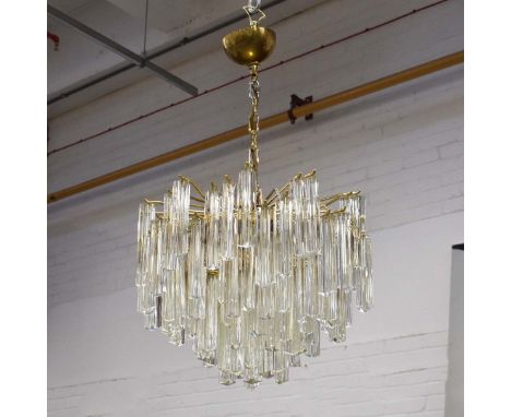 MURANO GLASS CHANDELIER. 20th Century triedri drops on gilt metal frame, 85cm drop approx.