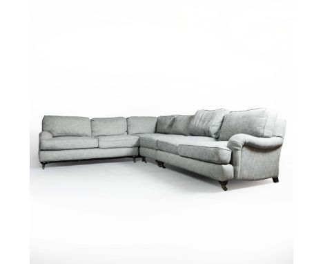 RESTORATION HARDWARE SECTIONAL SOFA. grey fabric upholstered, 325cm x 255cm x 85cm approx.