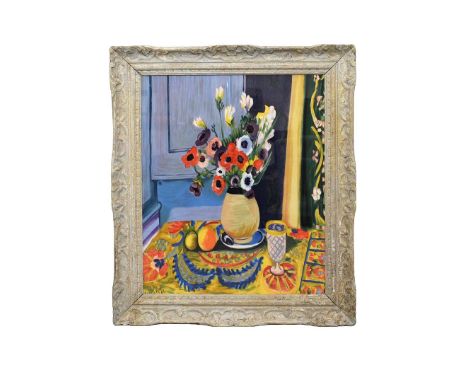 HENRI MATISSE. After. FLEURS ET LES FRUITS ON SILK. signed in the plate, large French Montparnasse frame, 75cm x 82cm, framed