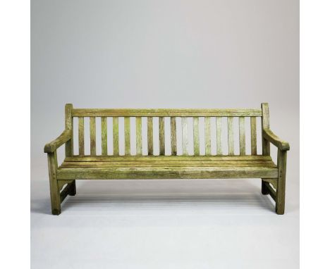 LISTER GARDEN BENCH. Teak, labeled, 83cm H x 183cm W.