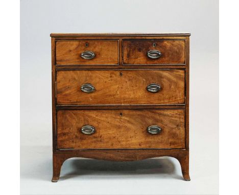 A GEORGE III MAHOGANY CHEST OF DRAWERS. circa 1800, fitted with two short over two long drawers, bracket feet, 89cm high, 83c