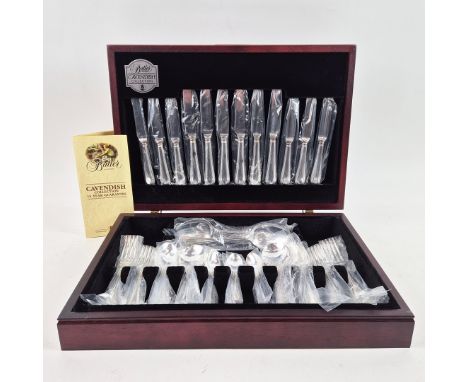 A BUTLER 'CAVENDISH COLLECTION' CANTEEN OF CUTLERY. EPNS A1, six place settings, comprising dinner forks, dinner knives, soup