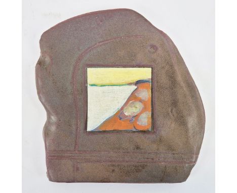 GORDON BALDWIN (b. 1932) CERAMIC FRAMED OIL ON CANVAS TITLED "CERAMIC CARD". Dated 1972 21.5cm H x 21cm W.&nbsp;(Subject to A
