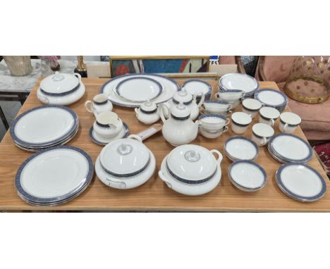 A ROYAL DOULTON 'SHERBROOKE' PART DINNER AND TEA SERVICE. comprising teapot, coffee pot, milk jug, sugar bowl, five cups, six