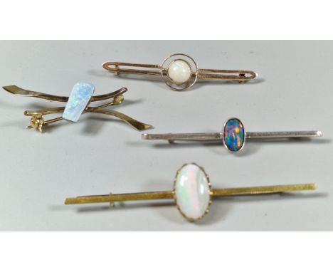 Collection of three opal bar brooches together with another bar brooch (not an opal). (4) (B.P. 21% + VAT)