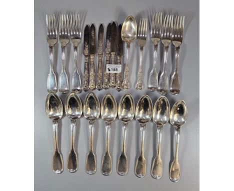 Collection of silver flatware to include: Victorian forks and spoons. 36.7 troy oz approx. Together with a small collection o