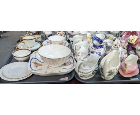 Two trays of assorted English porcelain to include: collection of assorted cream jugs, Royal Worcester and others, various, t