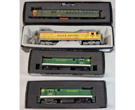 Four Spectrum the Master Railroader Series from Bachmann locomotives in original boxes to include: Santa Fe, Union Pacific an