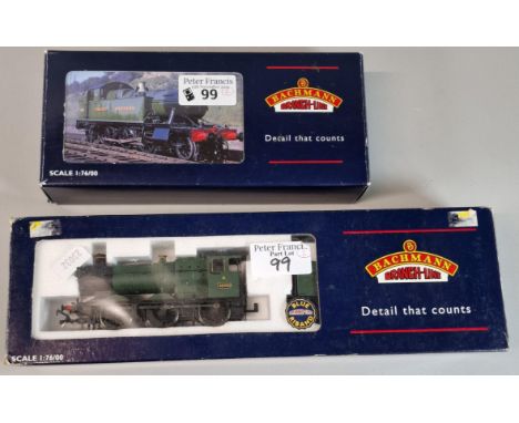 Two Bachmann Branch-Line 1:76 scale locomotives to include: Tank GWR Green and Collett Goods GWR Green. Both in original boxe