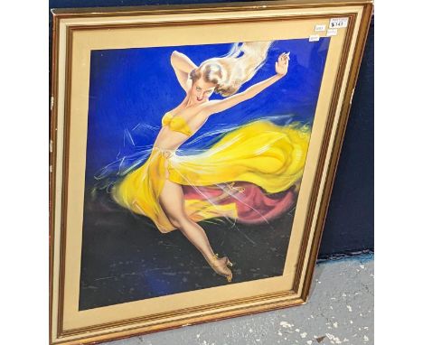Lea (mid 20th century), portrait of dancing 1940s/50s girl, signed. Watercolours. 58x47cm approx. Framed and glazed.  (B.P. 2