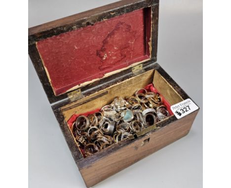 19th century rosewood and mother of pearl inlaid probably originally tea caddy, the interior revealing over one hundred dress