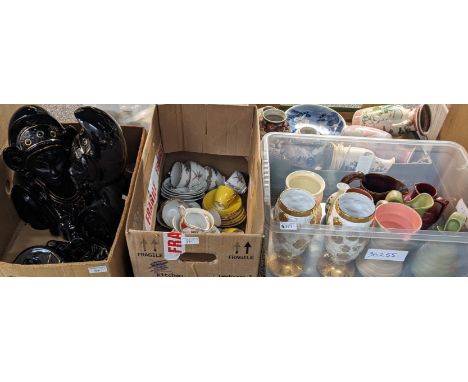 Box of assorted pottery and other jugs and vases, together with Collection of ceramics to include: Royal Stafford 'Tartan' se