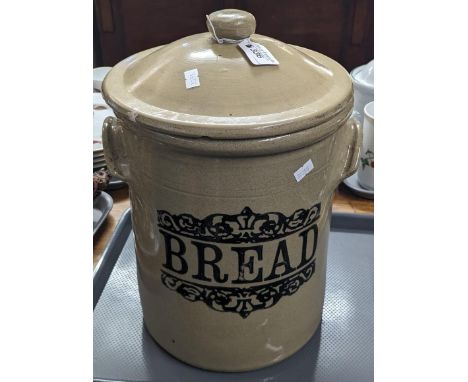 Large stoneware 'Bread' bin and cover. (B.P. 21% + VAT)