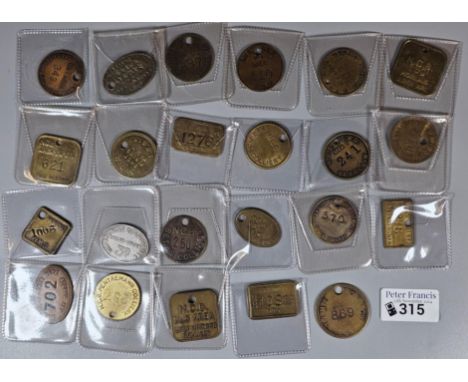 Collection of vintage Miner's colliery and Railway tokens to include: Lady Windsor Colliery, GWR Dept., Graig Merthyr Collier