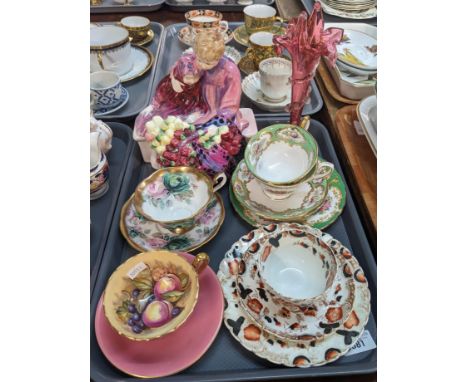 Tray of mainly ceramics to include: Royal Doulton figure group 'Flower Seller's Children' HN1342, Royal Albert, Aynsley and o