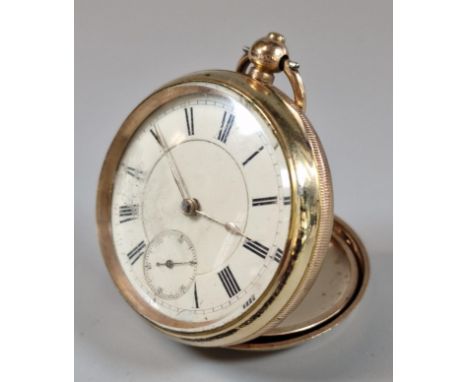 Vintage gold plated open faced pocket watch with Roman numerals and sweep seconds dial. (B.P. 21% + VAT)