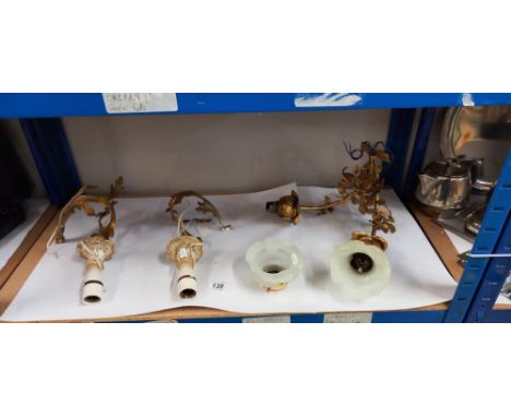 A pair of ormolu wall lights together with a twin ormolu wall light COLLECT ONLY