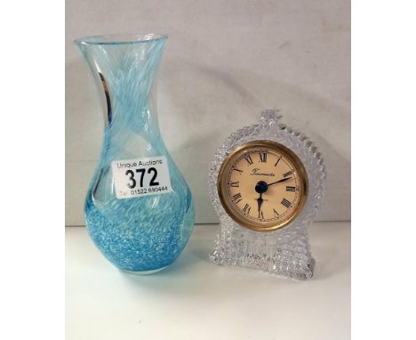 A Caithness glass vase and Timemaster clock