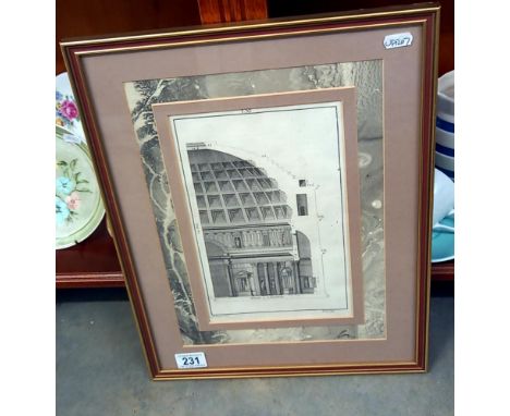 A framed and glazed architectural engraving by E Hopper Delin B Cole sculp