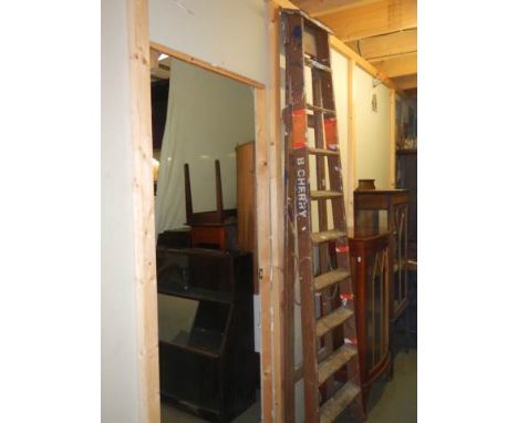 A nine tread wooden step ladder, COLLECT ONLY.