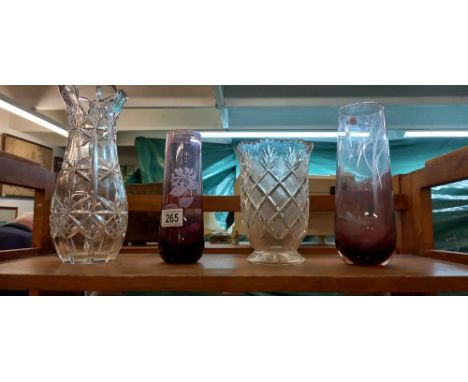 2 Caithness and 2 cut glass vases