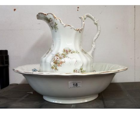 A Victorian jug and a basin, COLLECT ONLY