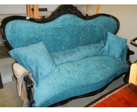 A Victorian cabriole leg sofa. COLLECT ONLY.