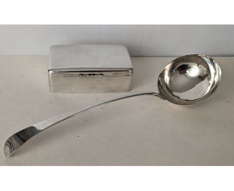 A George III silver soup or punch ladle with old English-style handle, 32 cm, hallmarked for John Lambe, London, 1781, 158g a