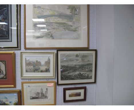 Richard Bawden, 'Battle of Waterloo Year Bridge' print 43 x 59.5cm. L Scott  'Fitzalan Square' print. G.Kip, engraving, 'Chep