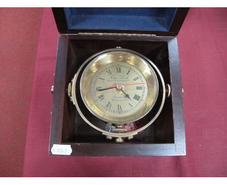 A Reproduction Brass Ship's Chronometer, with quartz movement, the dial inscribed 'John Poole', housed within a brass bound m