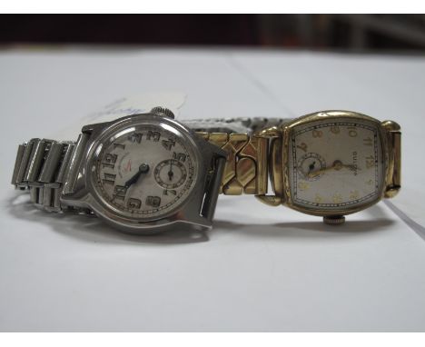 Bulova; A Vintage Wristwatch, the signed dial with Arabic numerals and seconds subsidiary dial, within shaped case, on a late