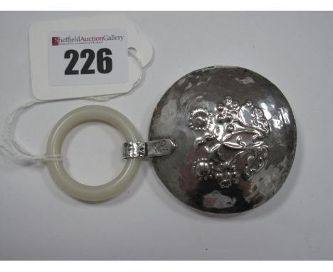 A Vintage Babies Rattle, with floral detail stamped "GR" markers mark and "STG.SIL".