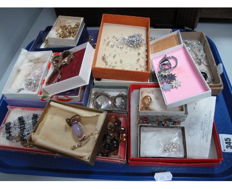 A Mixed Lot of Assorted Costume Jewellery, including XIX Century jet pendant, with ceramic panel centre, Limoges brooch, chai