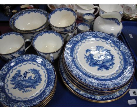 A XX Century Royal Doulton Blue and White Part Tea-Dinner Service, twenty two pieces:- One Tray