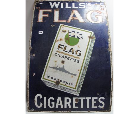 A Wills Flag Cigarettes 'pictorial packet' advertising enamel sign 91 x 61cm