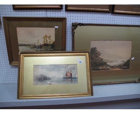 George Baxter Print, 'Lucerne', 25.5 x 36.5cm, T.B. Hardy print, unsigned watercolour. (3)