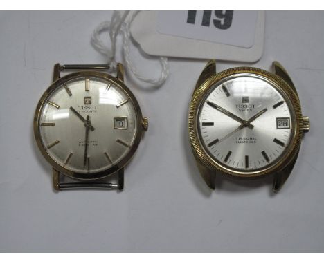 Tissot; A Vintage Visodate Automatic Seastar Gent's Wristwatch Head, (no strap); together with a Tissot Tissonic Electronic v