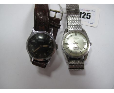 Swiss Emperor Vintage Automatic Gent's Wristwatch, the signed dial with line markers and day/date aperture, on a later bracel