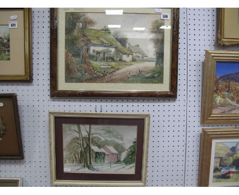 Willie Rawson (Sheffield Artist, Cottages Near the Sea, watercolour, 24.5 x 35cm, signed lower left; Isobel Blincow (Sheffiel