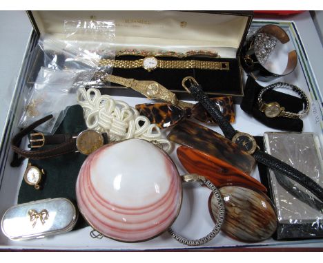 Sekonda, Everite, Smiths and Other Ladies Wristwatches, shell trinket holder, hair clips/slides, pill box etc.