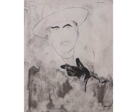 Arnold Daghani (1909-1985),
ink and wash, portrait, signed, titled and dated April 9th 1964, 15" x 11.5", framed.