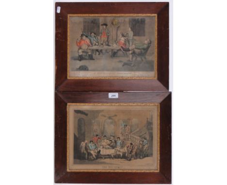 Thomas Rowlandson,
2 engravings, "The Breakfast" and "A Fox Hunting Breakfast", and George Cruikshank, engraving, "Drunk," fr