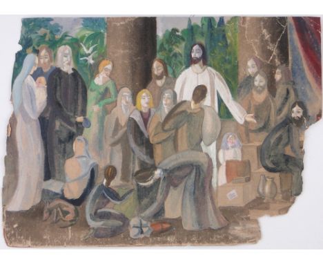 Circle of Sir Stanley Spencer (1891-1959),
mixed media on paper, "The Holy Family", (possibly a study for a larger painting),