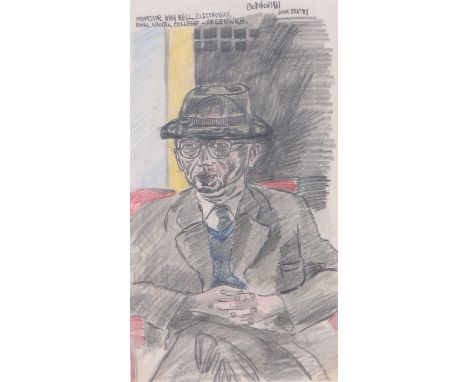 John Bratby (1928-1992),
crayon/pencil on paper, portrait of Professor John Bell, Royal Naval College, Greenwich, signed and 