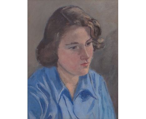 Oil on canvas board circa 1920/30, portrait of a young woman, unsigned, 13" x 10", framed.