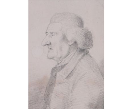 Attributed to George Dance (1741-1825),
pencil drawing, portrait of Joshua Cristall, unsigned, 6.5" x 4.75", framed.