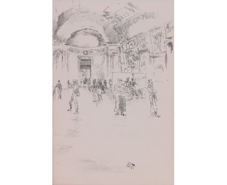 James Whistler (American, 1834-1903),
lithograph, "The Long Gallery, Louvre", signed with the butterfly, studio blind stamp, 